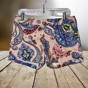 Express High Waist Pink Paisley Shorts